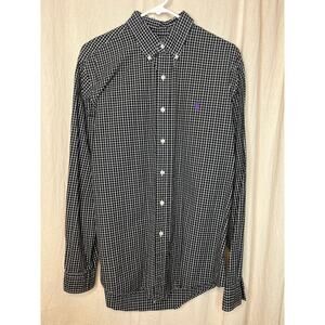 1990s Ralph Lauren Black White Window Pane Capsule Check Plaid Old Money Shirt L